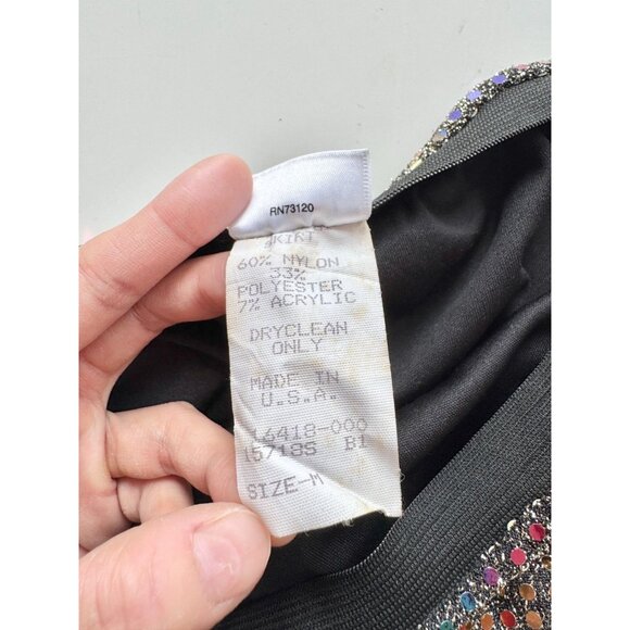 FREDERICK'S OF HOLLYWOOD Black Rainbow Stretch Sequin Mini Slip Skirt, Size M - Picture 12 of 13